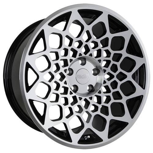 RADI8 B12 8.5x18 5X100 35 Gloss black machine face 57,1 Velgen