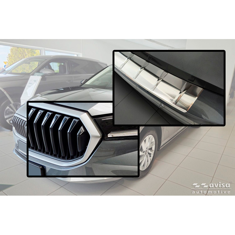 Avisa Stainless Steel Rear Bumper Protector  Skoda Superb IV Liftback 2024- - Silver