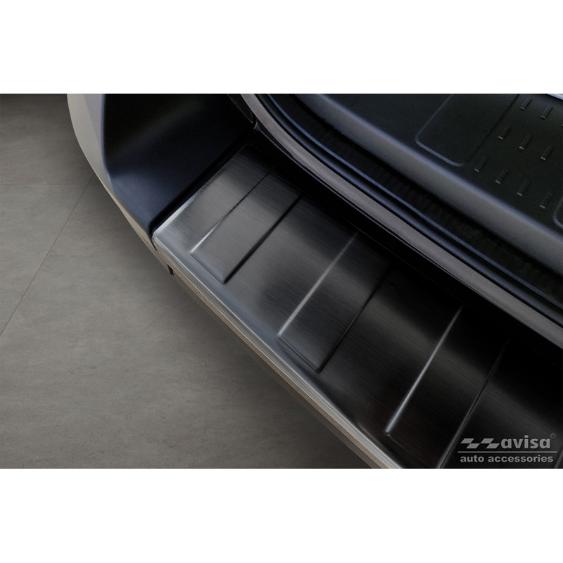 Black Stainless Steel Rear bumper protector  Volkswagen Crafter & MAN TGE 2017- 'Ribs' ('XL'-version)