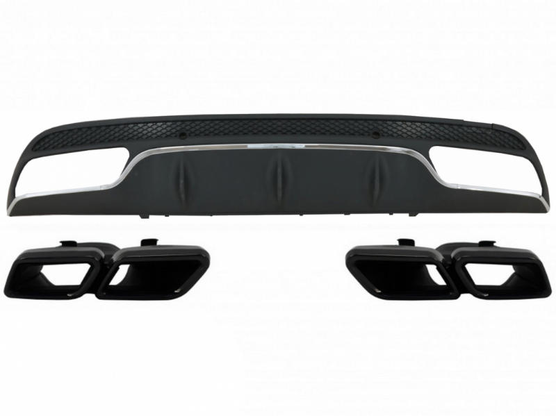 Achterbumper Diffusor Mercedes W205 C-Klasse C63 Design Zwarte Tips AMG Sport Line
