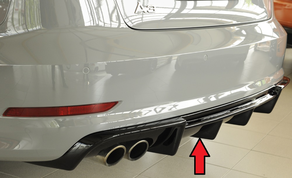 Achter diffusor Rieger Audi A3 8V 12-16 Sedan/Cabrio S-line Glans Zwart