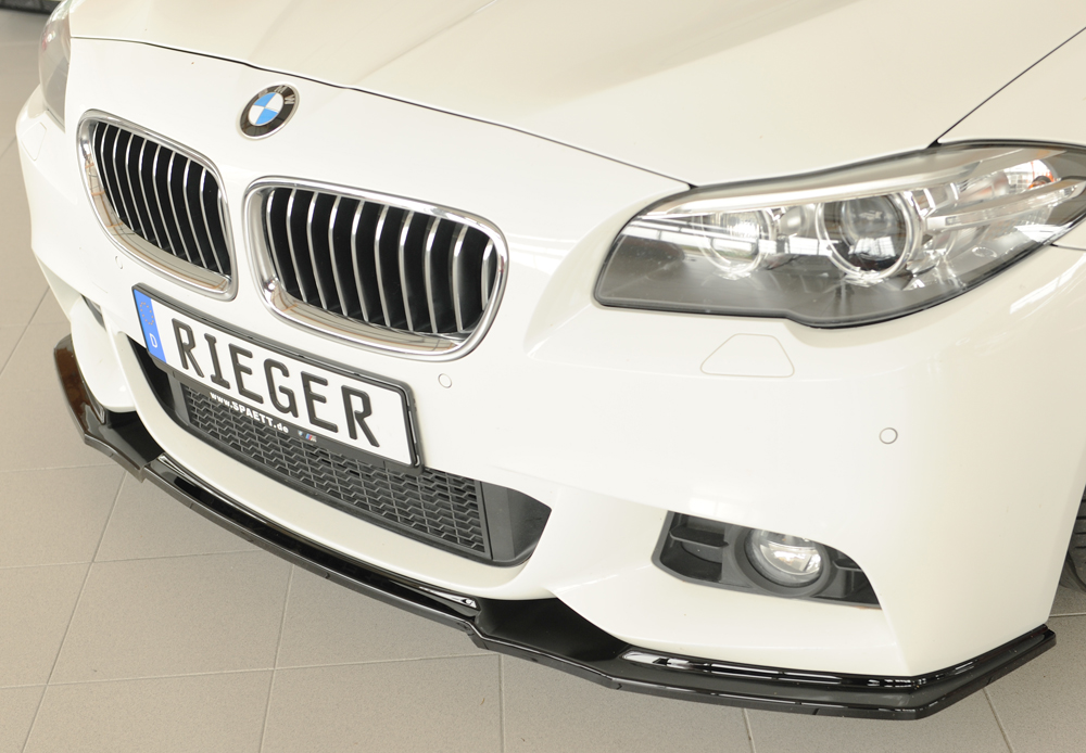 Voorspoiler BMW 5 Serie F10 M pakket Rieger Glans Zwart
