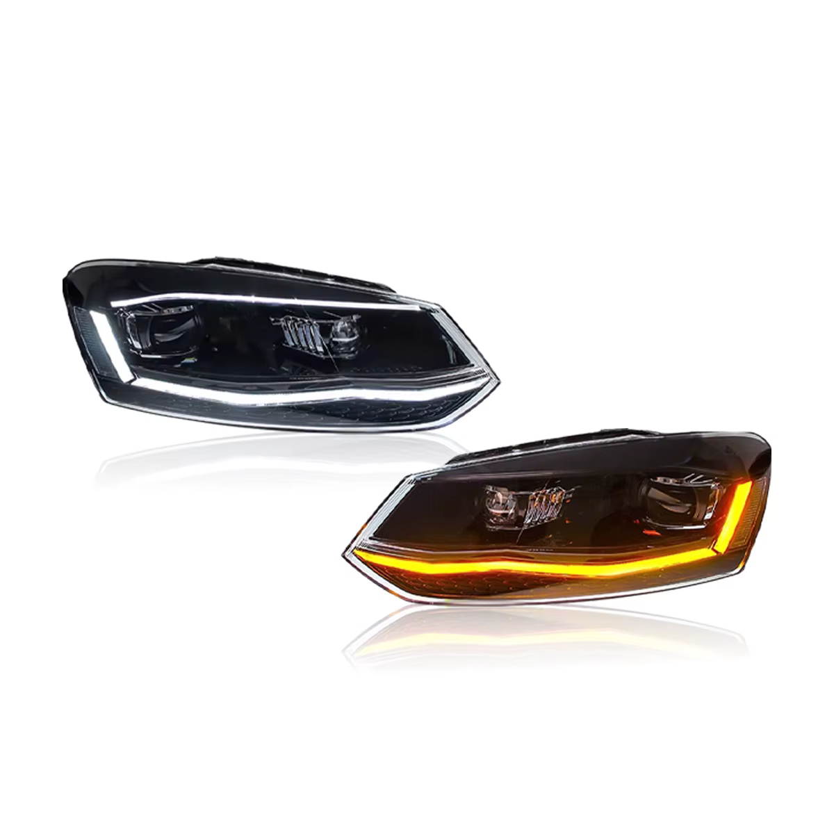 Headlights VW Polo 6R 09- DRL black/red Facelift look