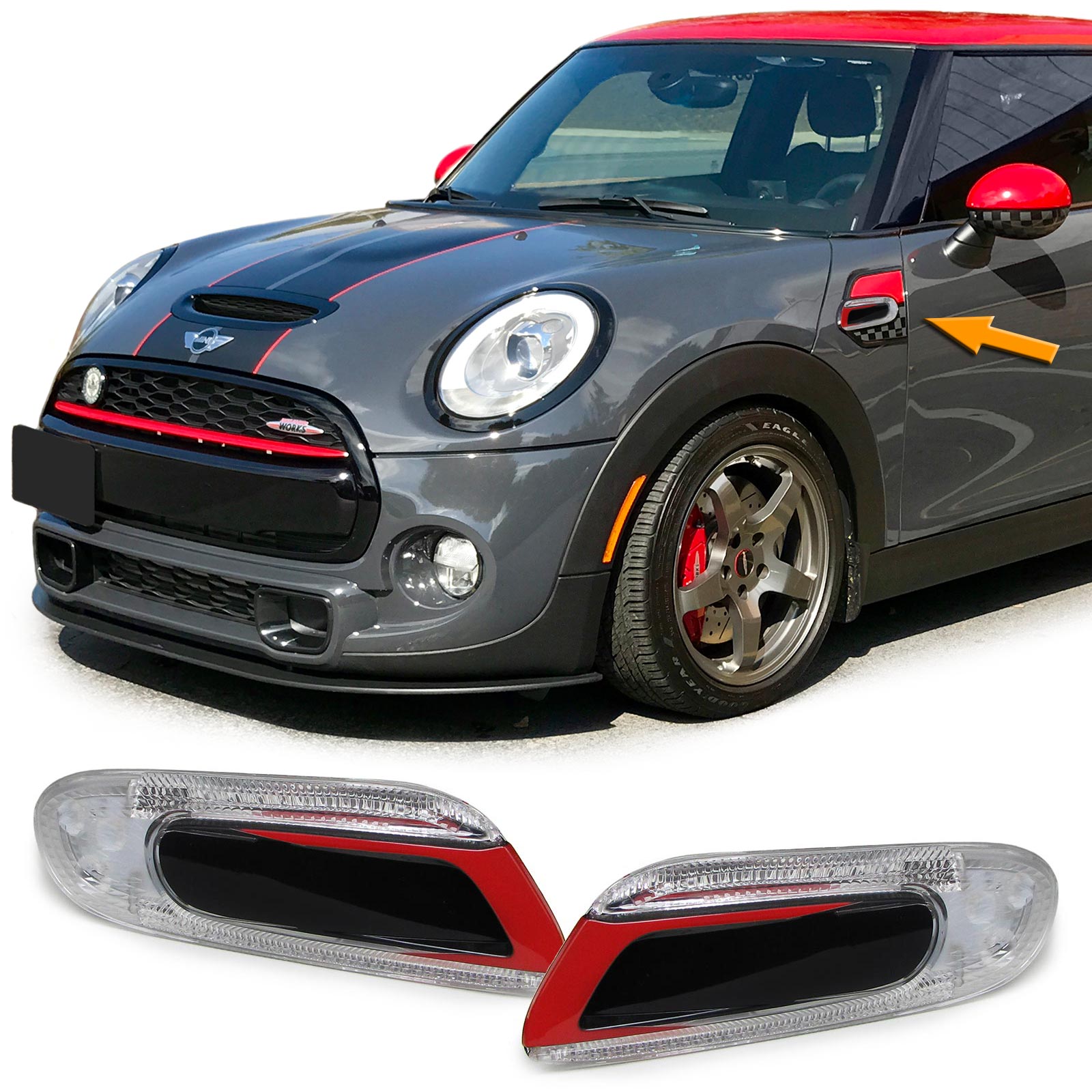 Knipperlichten Mini One/Cooper F55, F56, F57 LED Chroom rood