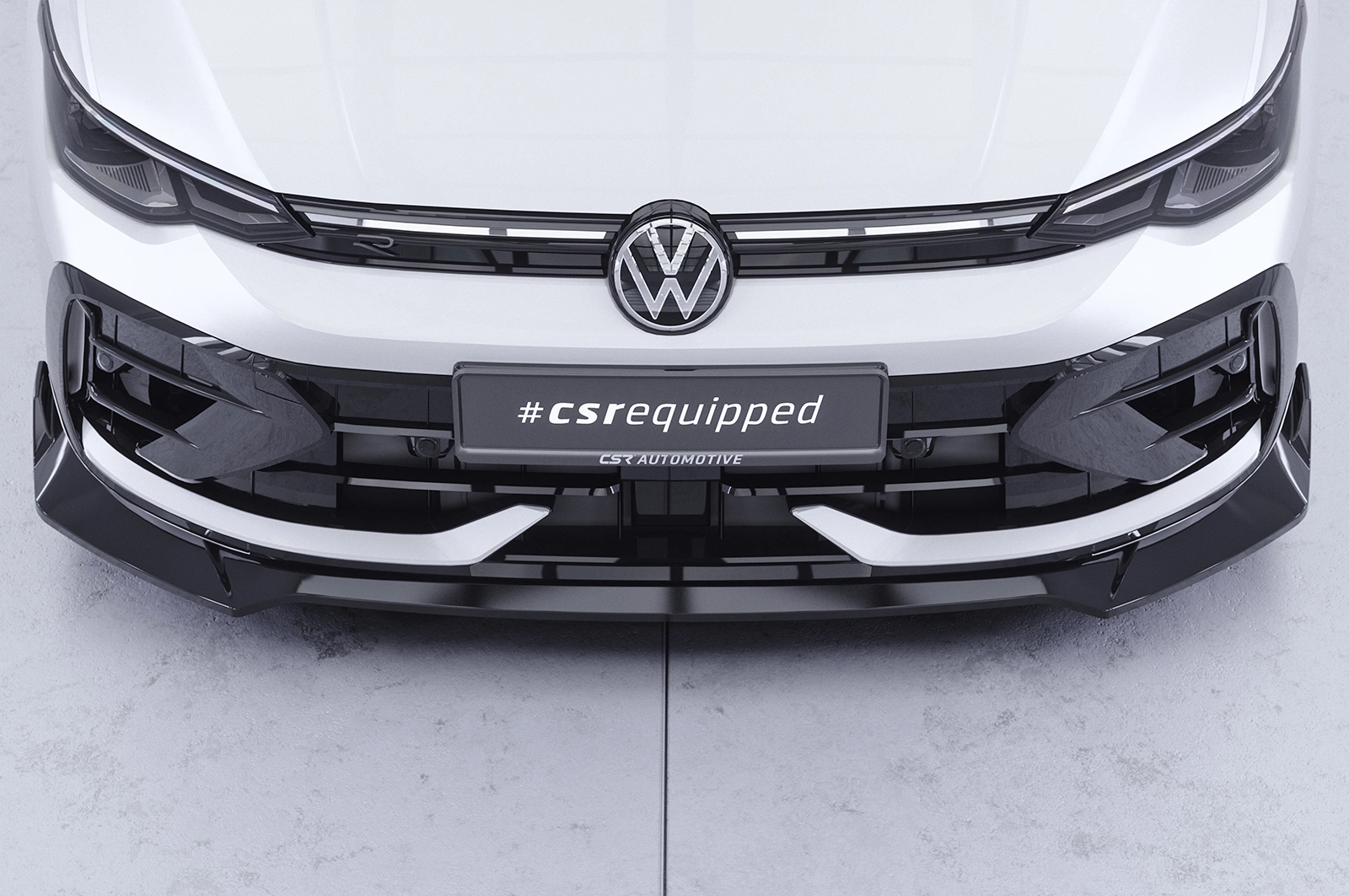 Voorspoiler VW Golf 8 R glans zwart