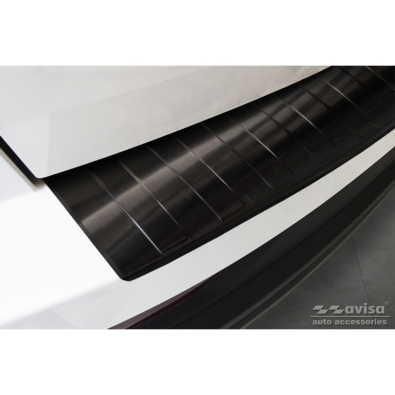 Black Stainless Steel Rear bumper protector  Skoda Karoq Facelift 2022- + Sportline Facelift 2022-  'Ribs'