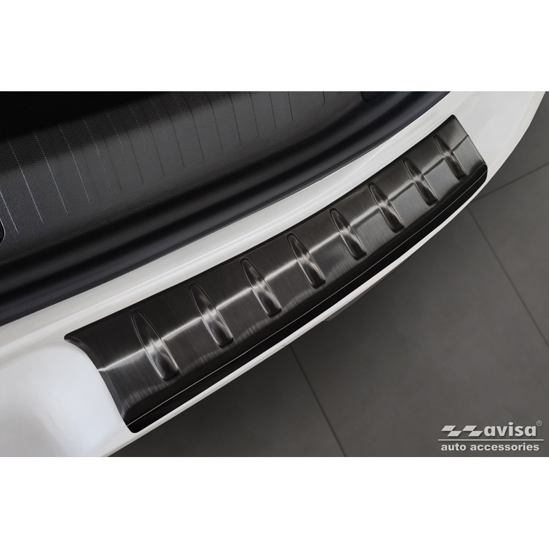 Black Stainless Steel Rear bumper protector  Citroën C4 X 2023- 'Ribs' (2-pieces)
