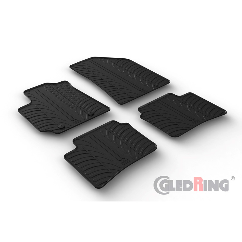 Rubber car mats set  Hyundai i10 2020- (T profile 4-pieces + mounting clips)
