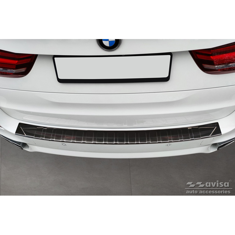 Black Stainless Steel Rear bumper protector  BMW X5 F15 2013-2018 with M-Pakage 'Ribs'