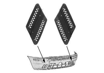 voorbumpergrille, 3 drs, links + rechts Fiat Punto, 1999-2003