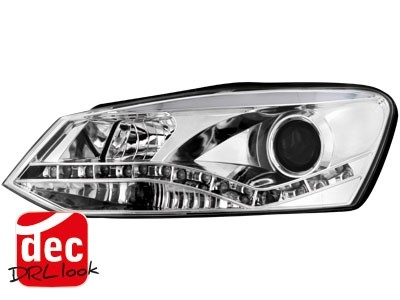 Headlights VW Polo 6R 10-.. Dayline Devil Eyes chrome