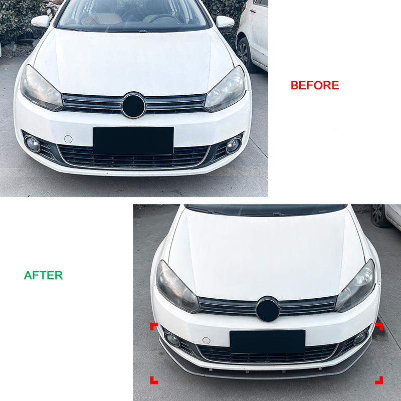 Front spoiler lip  Volkswagen Golf VI 2008-2012 excl. GTi/R (Glossy Black ABS)