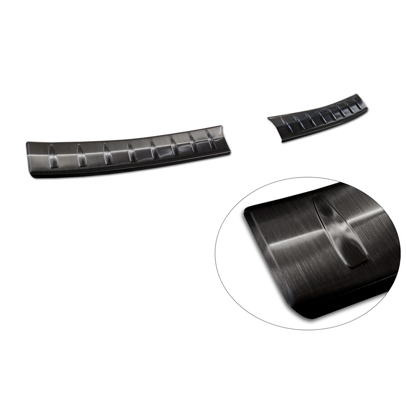 Black Stainless Steel Rear bumper protector  Citroën C4 X 2023- 'Ribs' (2-pieces)
