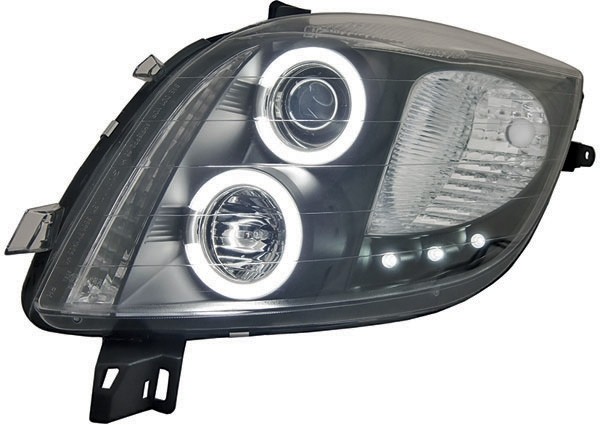 Headlights Toyota Yaris Angel Eyes Clear Black 06-09