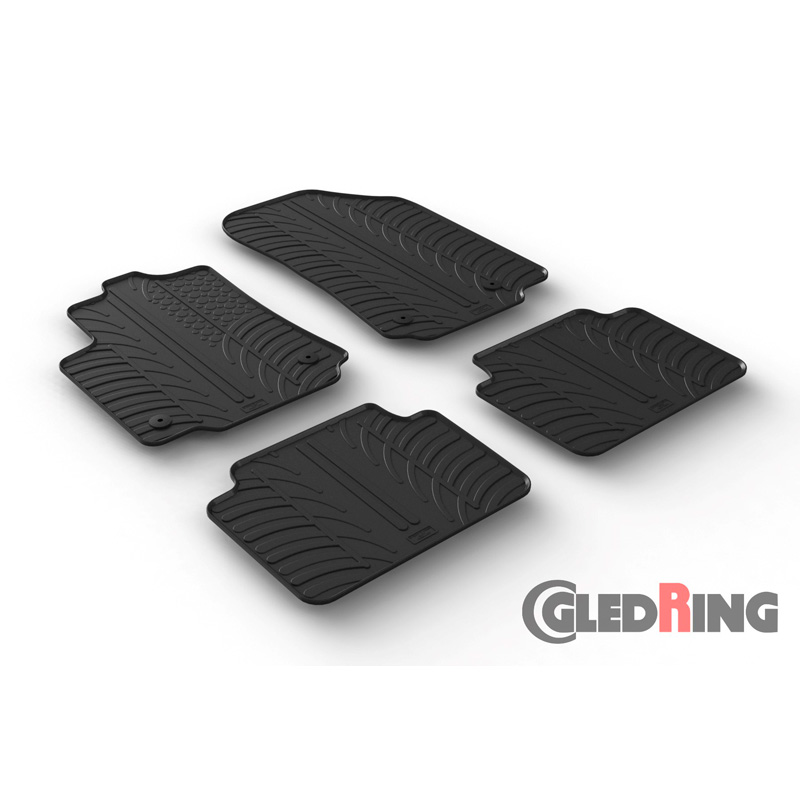Rubber car mats set  Citroën C3 Aircross 10/2017- (T profile 4-pieces + mounting clips)