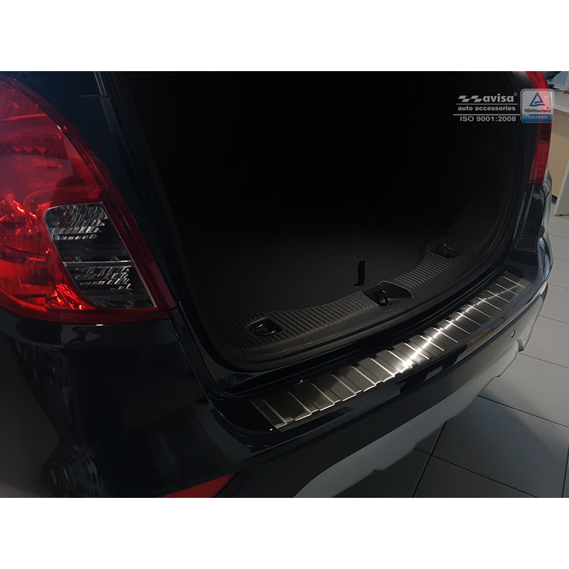 Black Stainless Steel Rear bumper protector  Opel Mokka X 2016- 'Ribs'