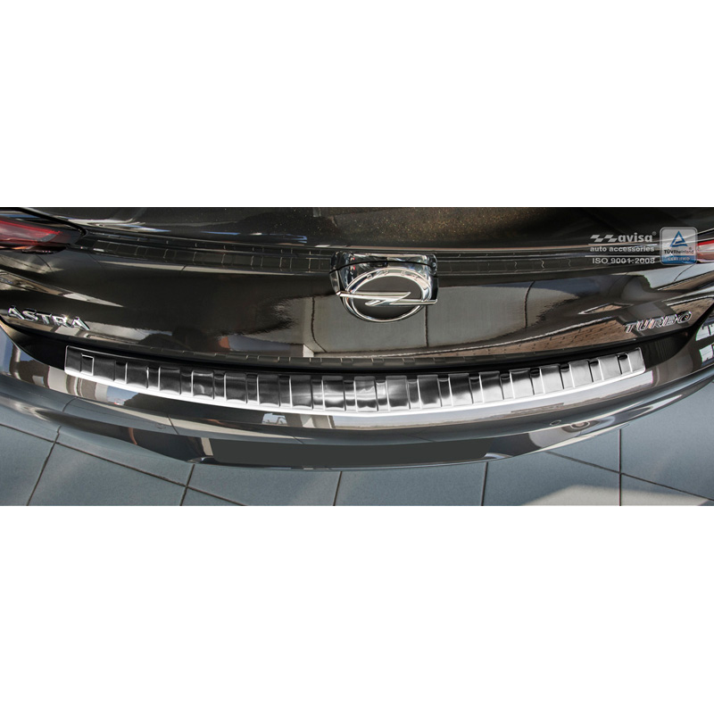 Stainless Steel Rear Bumper protector  Opel Astra K HB 5-doors 2015- 'Ribs'