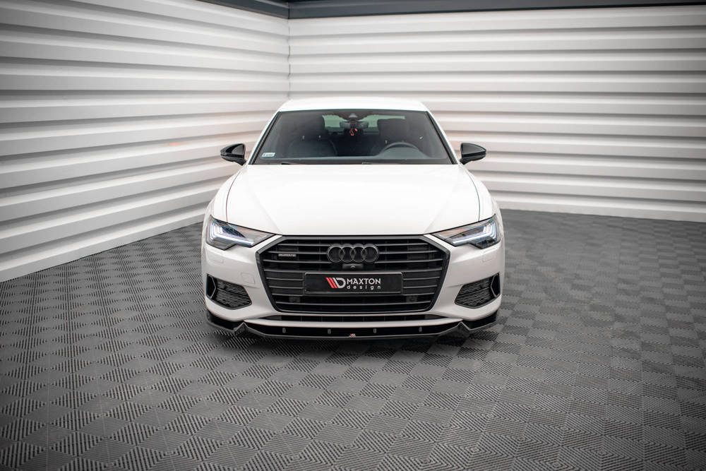 Voorspoiler V.2 Audi A6 C8 Maxton Glans Zwart