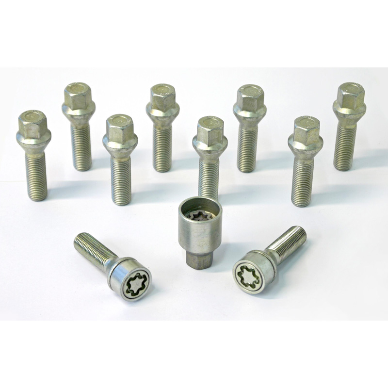 H&R Wheel bolt Set Taper-Head M14x1.50 - Length 38mm - 10 pcs. - incl. wheel-locks