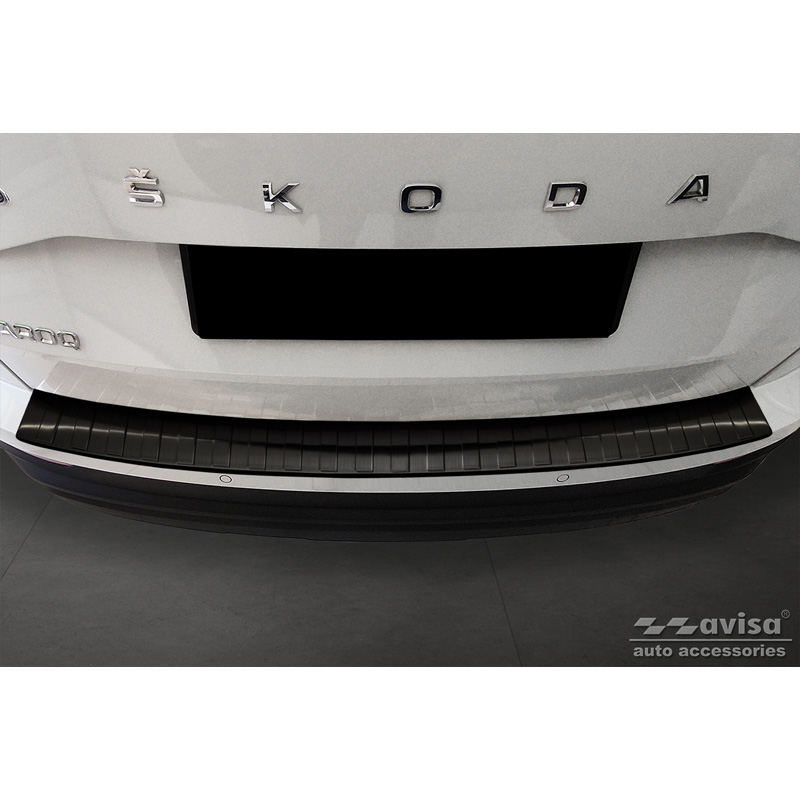 Black Stainless Steel Rear bumper protector  Skoda Karoq Facelift 2022- + Sportline Facelift 2022-  'Ribs'
