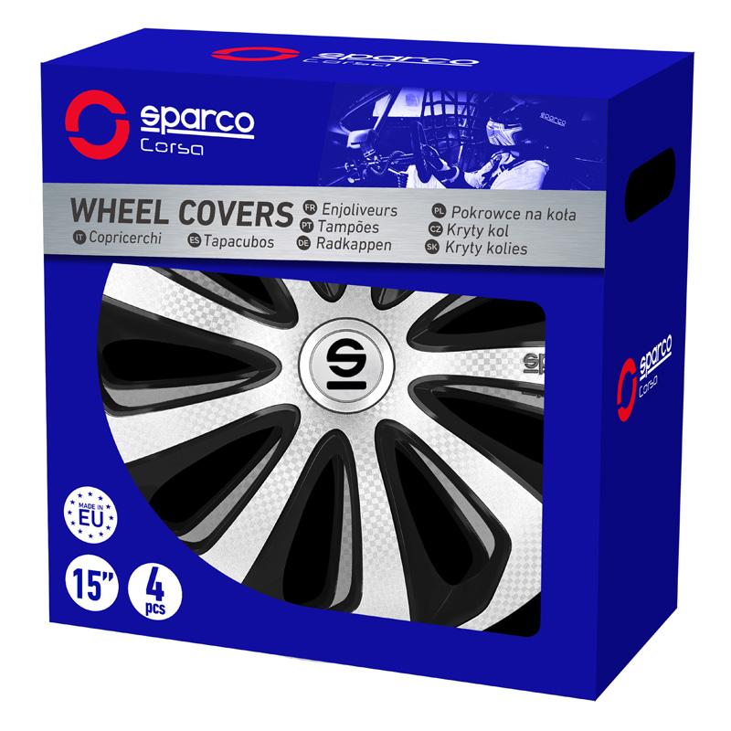 Sparco Wheel Covers Sicilia - 16-inch - Silver/Black/Carbon - Set of 4 pieces
