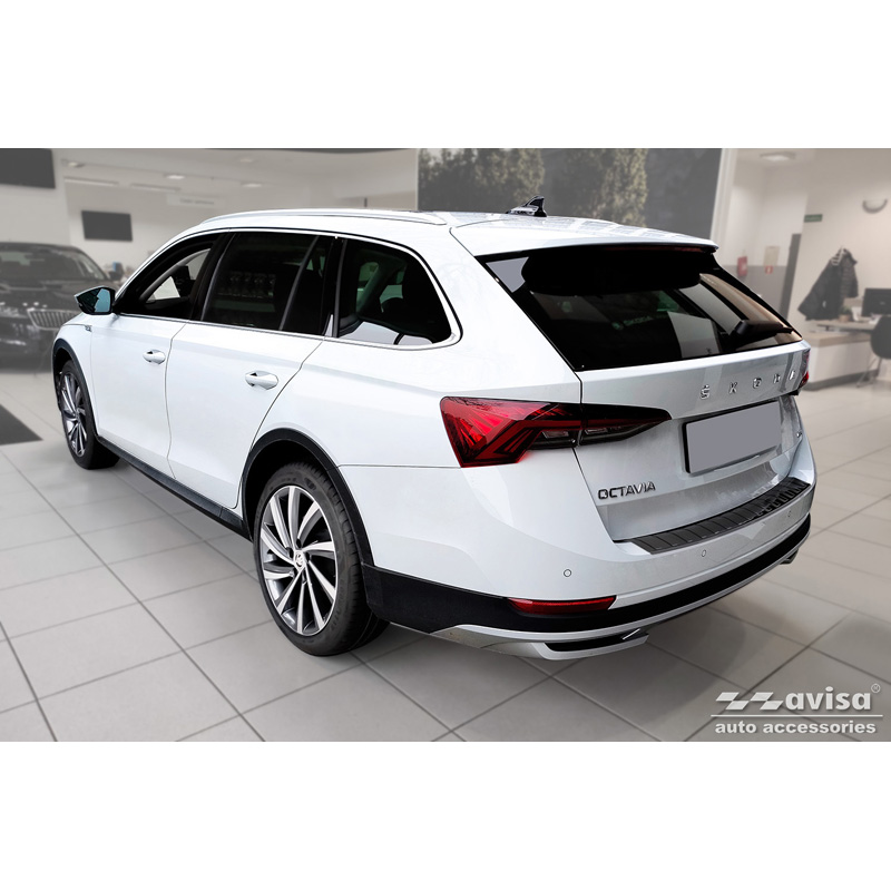 Zwart RVS Achterbumperprotector  Skoda Octavia Scout (NX5) 2020- 'Ribs'
