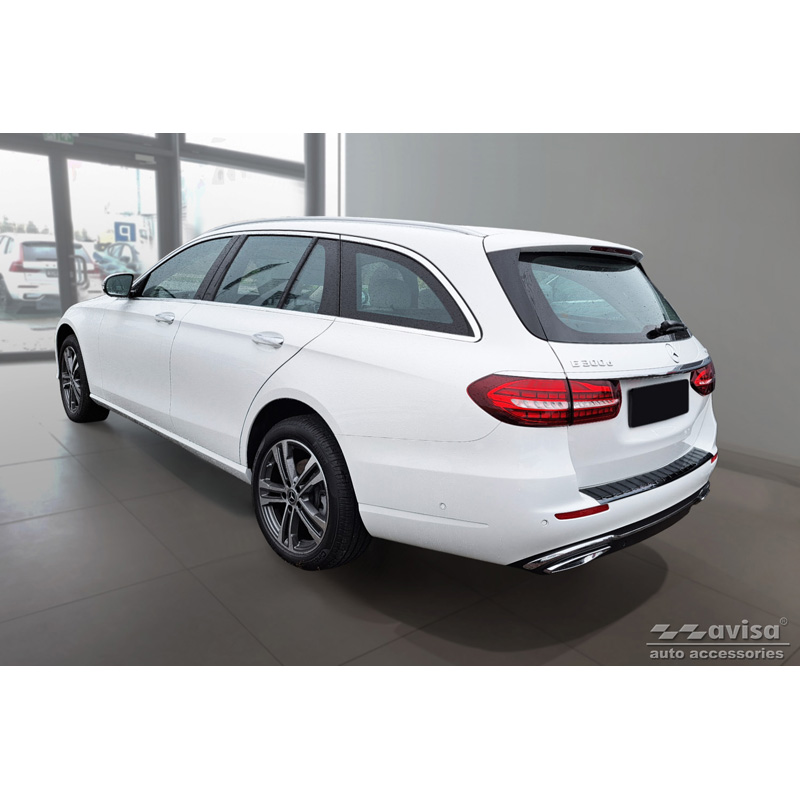 Black Mirror Stainless Steel Rear bumper protector  Mercedes E-Class Estate S213 2016- (incl. E53 AMG) 'Ribs'
