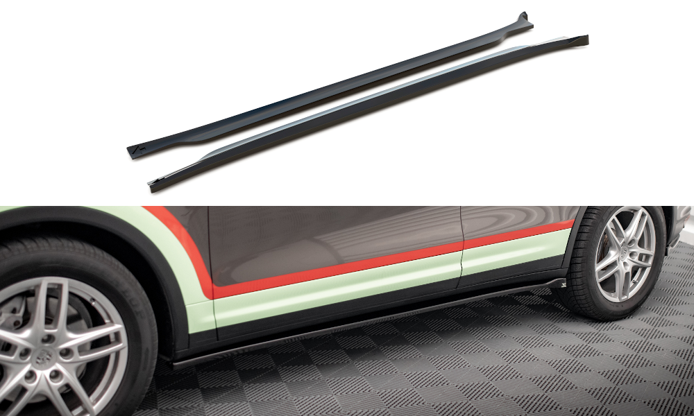 Zijskirts Porsche Cayenne MK2 Maxton Glans Zwart