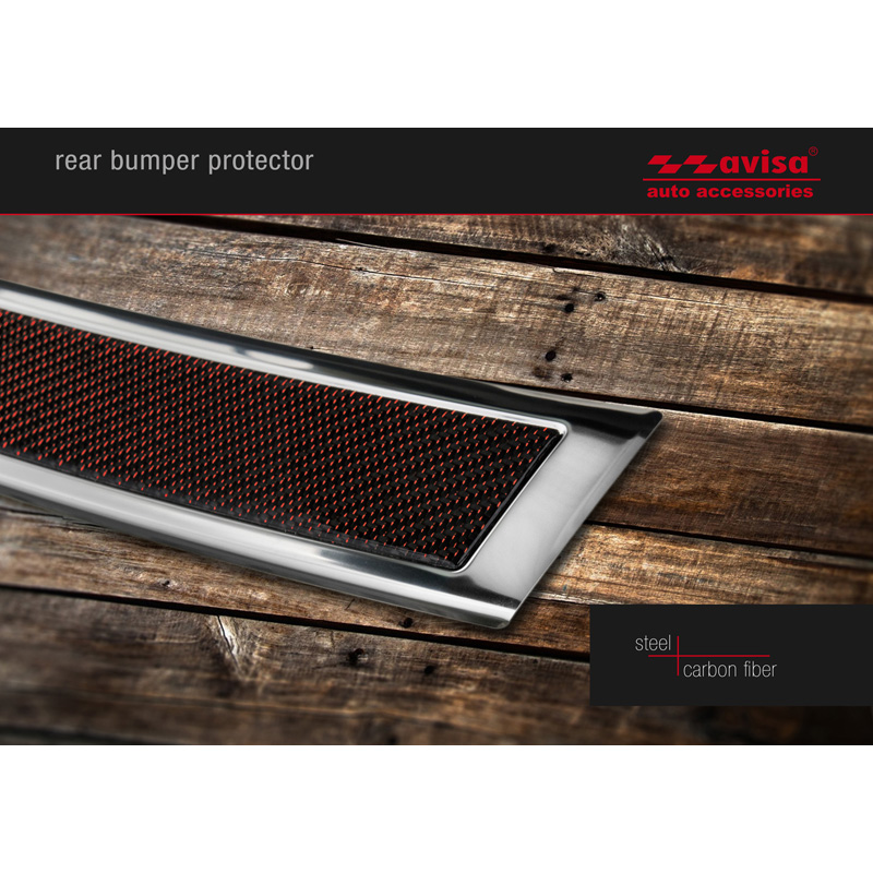 RVS Achterbumperprotector 'Deluxe'  Mercedes GLC 2015-2019 & FL 2019- Chroom/Rood-Zwart Carbon