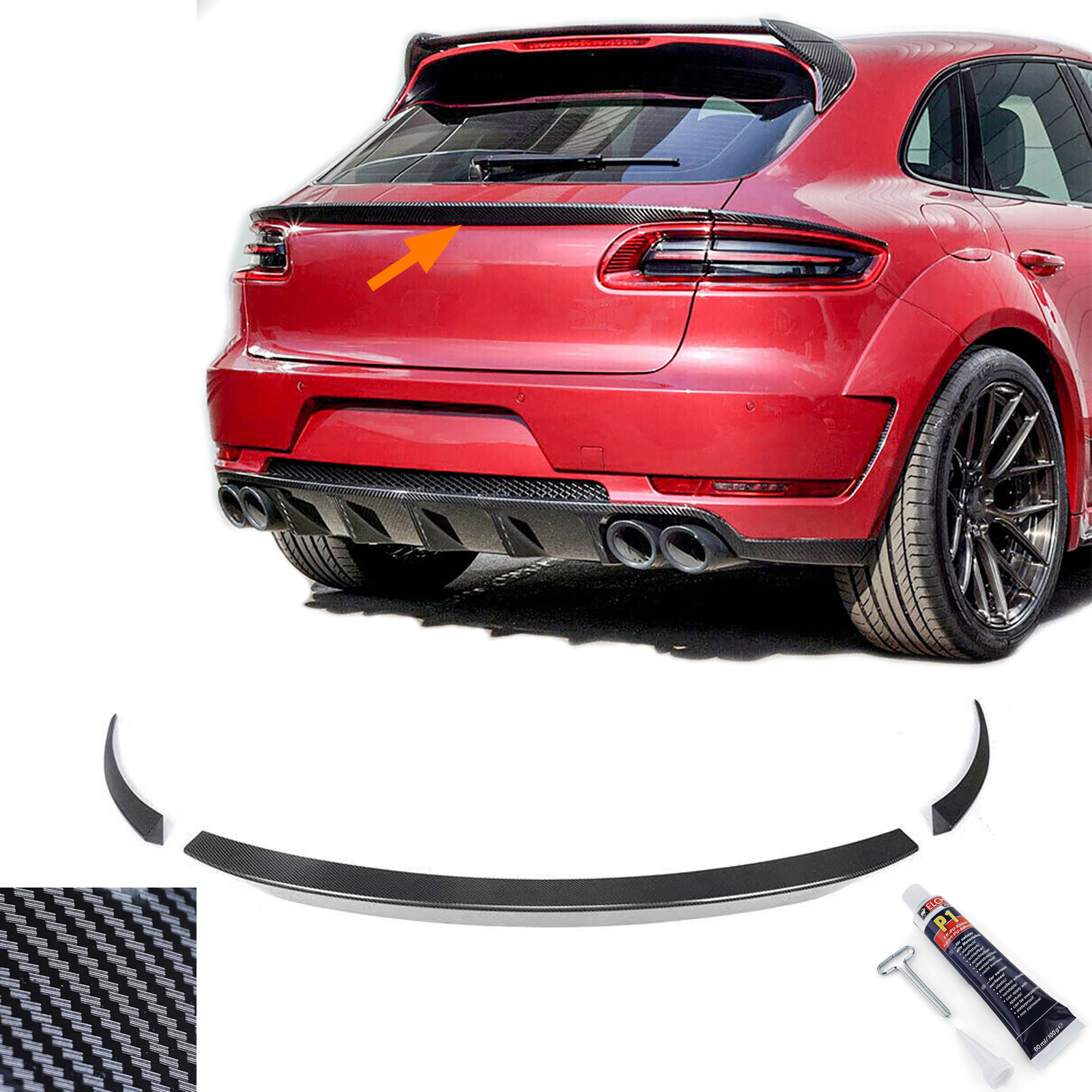 Kofferbak spoiler Porsche Macan Echt Carbon