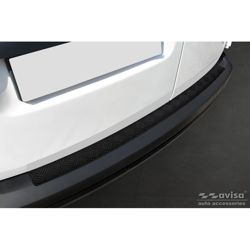 Matt Black Aluminum Rear bumper protector  Volkswagen Caddy 2004-2015 & FL 2015- 'Riffled Plate'