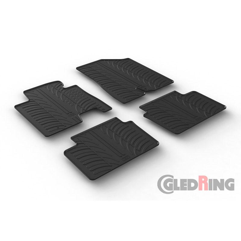 Rubber car mats set  Hyundai i30 9/2015-1/2017 & Kia Cee'd 9/2015-5/2018 (T profile 4-pieces + mounting clips)