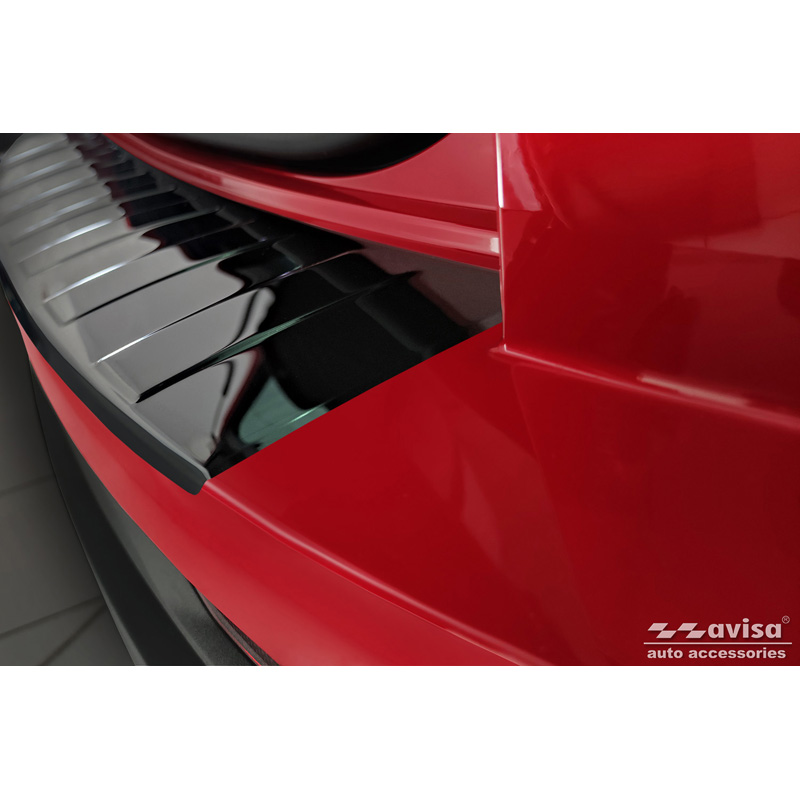 Black Mirror Stainless Steel Rear bumper protector  Skoda Karoq Facelift incl. Sportline 2022- 'Ribs'