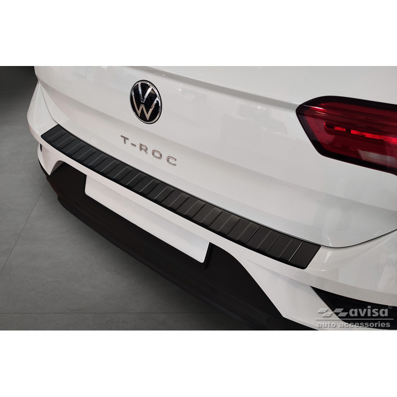Matt Black Stainless Steel Rear bumper protector  Volkswagen T-Roc 2017-2022 & Facelift 2022- incl. Cabrio 'Ribs'