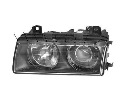 koplamp, Bosch, H7+H7, rechts, 09/1994-BMW 3 serie E36, 1992-199
