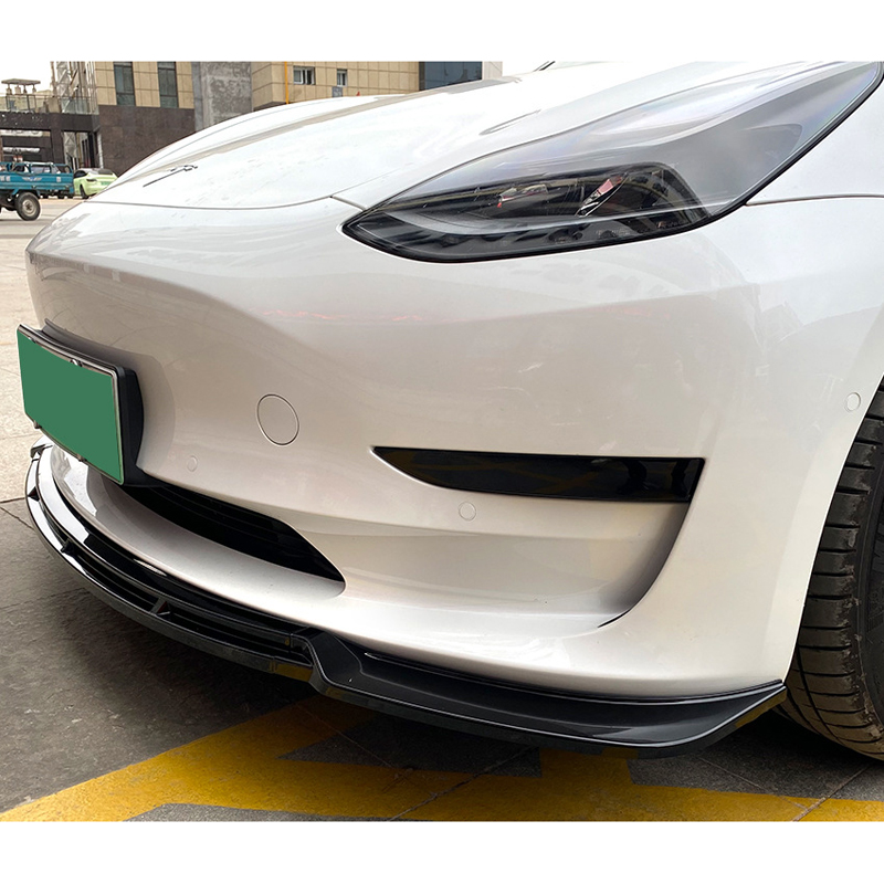Front spoiler lip  Tesla Model 3 2017-2024 (Glossy Black ABS)
