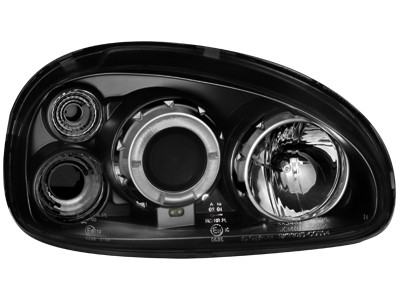 Koplampen Opel Corsa B 93-00  Angel Eyes zwart