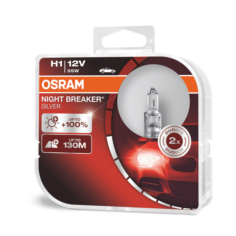 Osram Night Breaker Silver Halogen bulbs - H1 - 12V/55W - set of 2 pieces