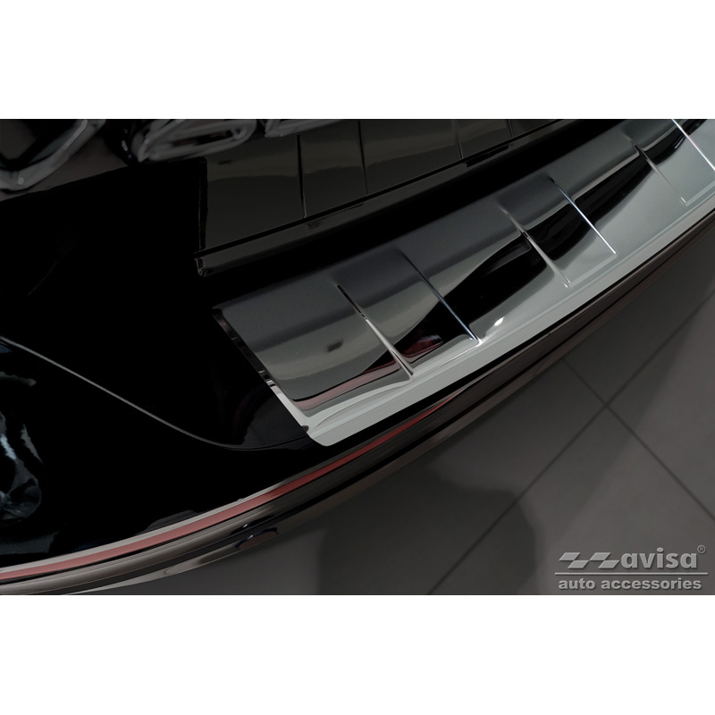 Black-Chrome Stainless Steel Rear bumper protector  Volvo V60 II / V60 II Cross Country 2018- & V60 II Plug- In Hybrid / R-Design 2019- 'Ribs'