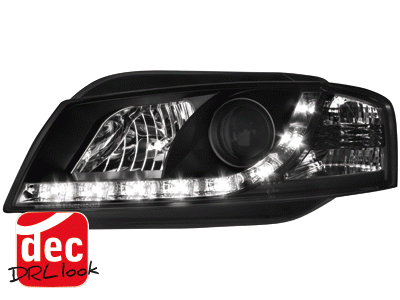 Koplampen Audi A3 8P LED Devil Eyes DRL look zwart