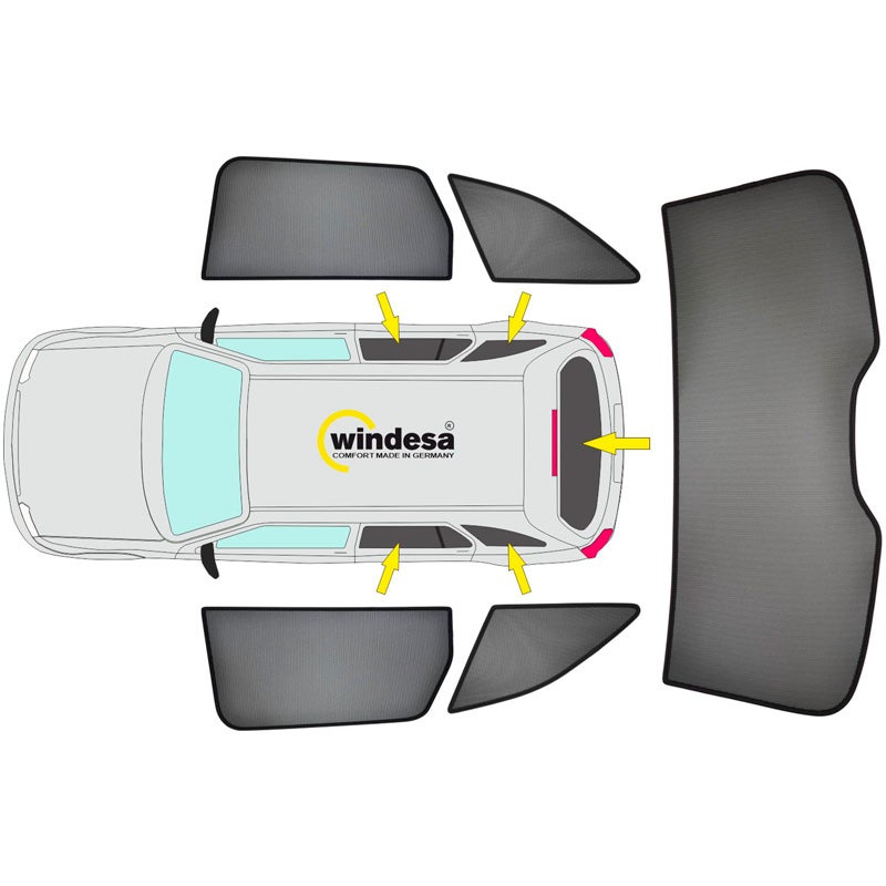 SunClip Privacy & Sun protection  Volkswagen Caddy Maxi Van 2022- & Ford Grand Tourneo Connect 2022- (with hinged windows)