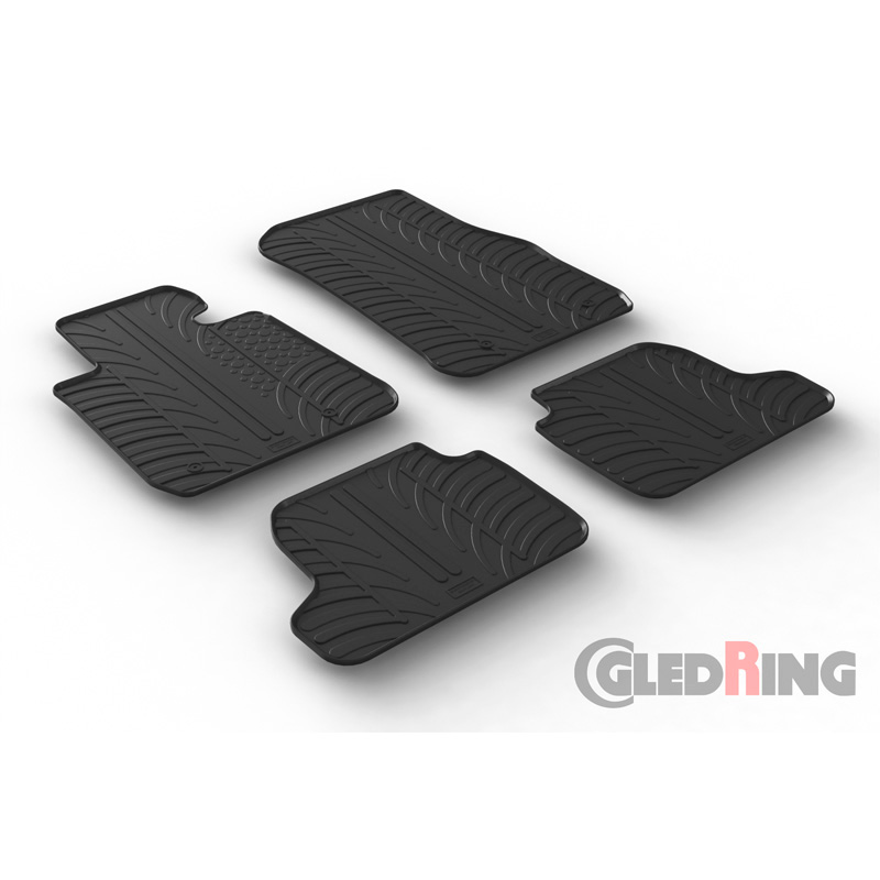 Rubber car mats set  BMW 2-Series F22 Coupé 2013- (T profile 4-pieces + mounting clips)