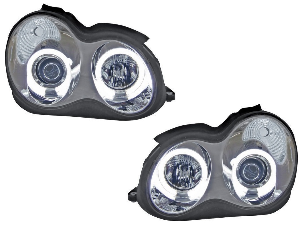 Koplampen Mercedes W203 00-04 h1+h1 Angel Eyes CCFL chroom