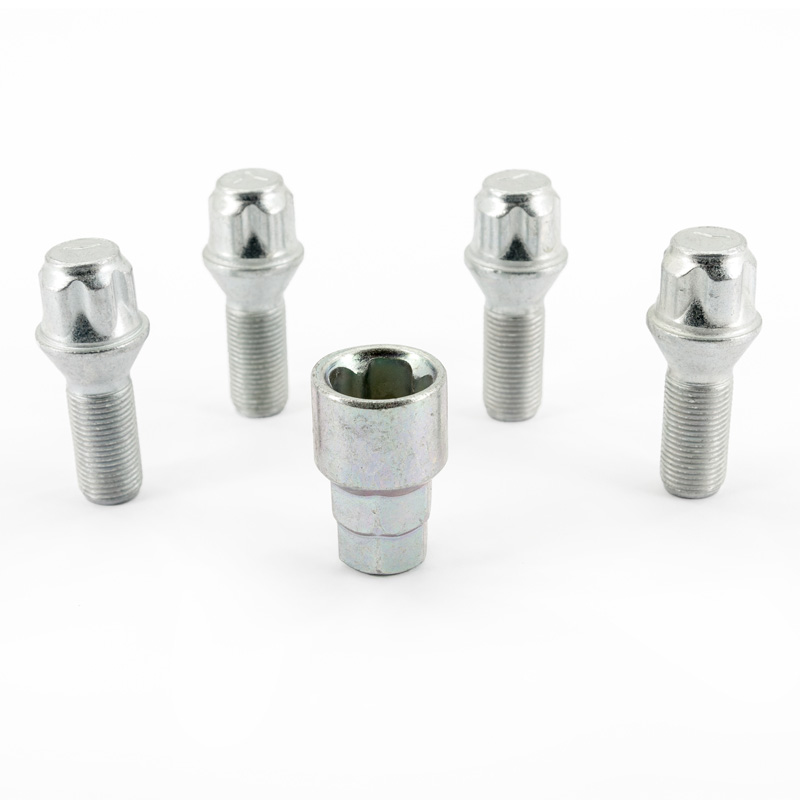 H&R Wheel lock set M14x1.25x28mm Taper - 4 wheel lock bolts incl. adapter