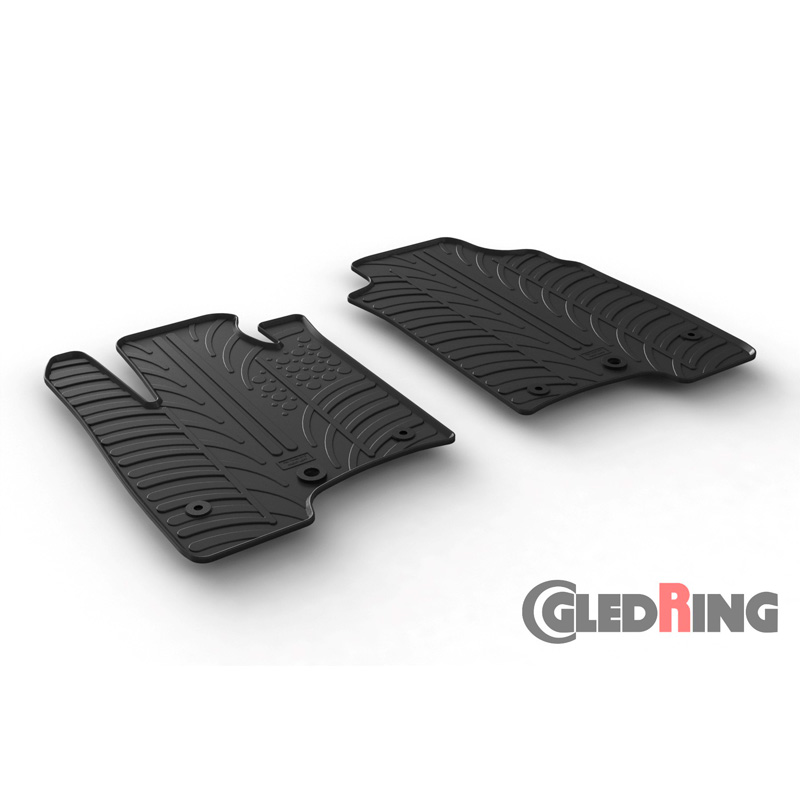 Rubber car mats set  Fiat Panda Van 2014- (T profile 2-pieces + mounting clips)