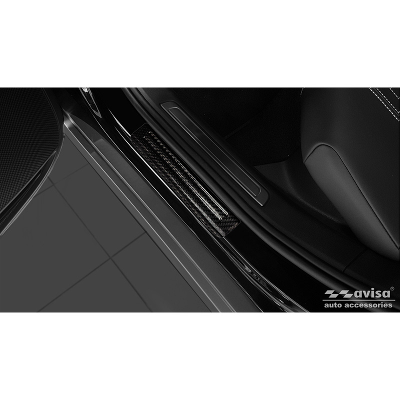 3D Black Carbon Door sill protectors  Volkswagen Tiguan II 2016-2024/Arteon 2017- & Shooting Brake 2020-/Passat Sedan&Variant 2014-/Golf Sportsvan 2014- incl. Facelifts - 2-Pieces - (rear doors)