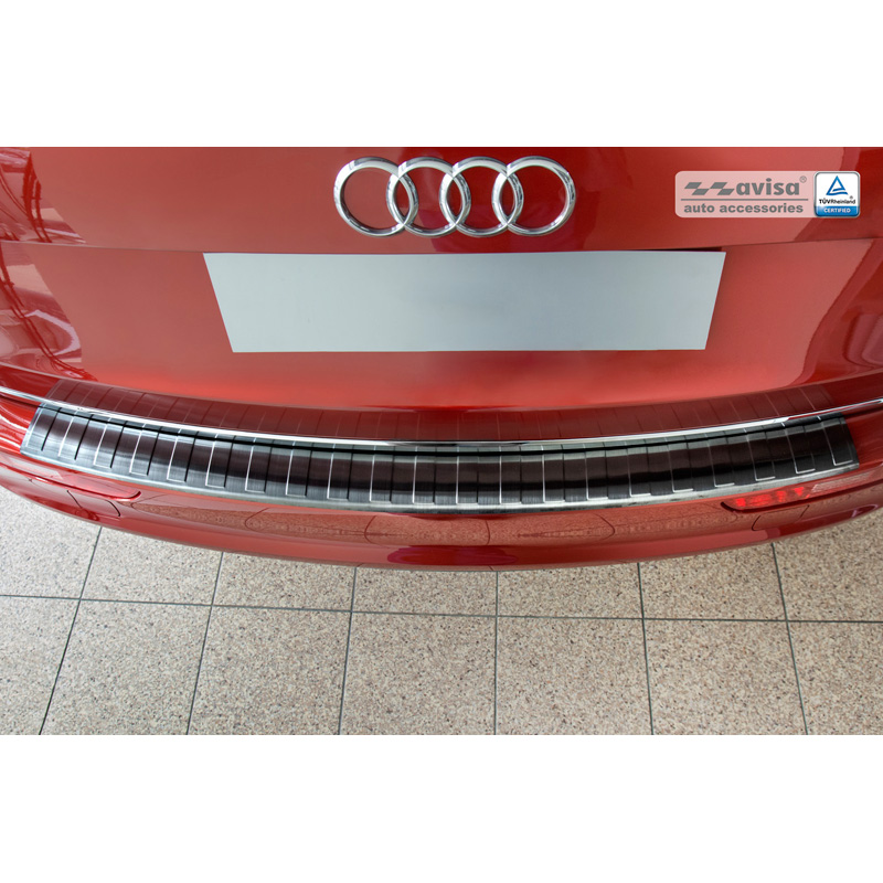 Black Stainless Steel Rear bumper protector  Audi Q5 2008-2012 & 2012- 'Ribs'