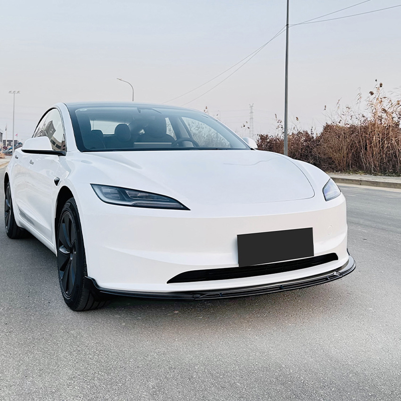 Front spoiler lip  Tesla Model 3 Facelift 2024- (Glossy Black ABS)