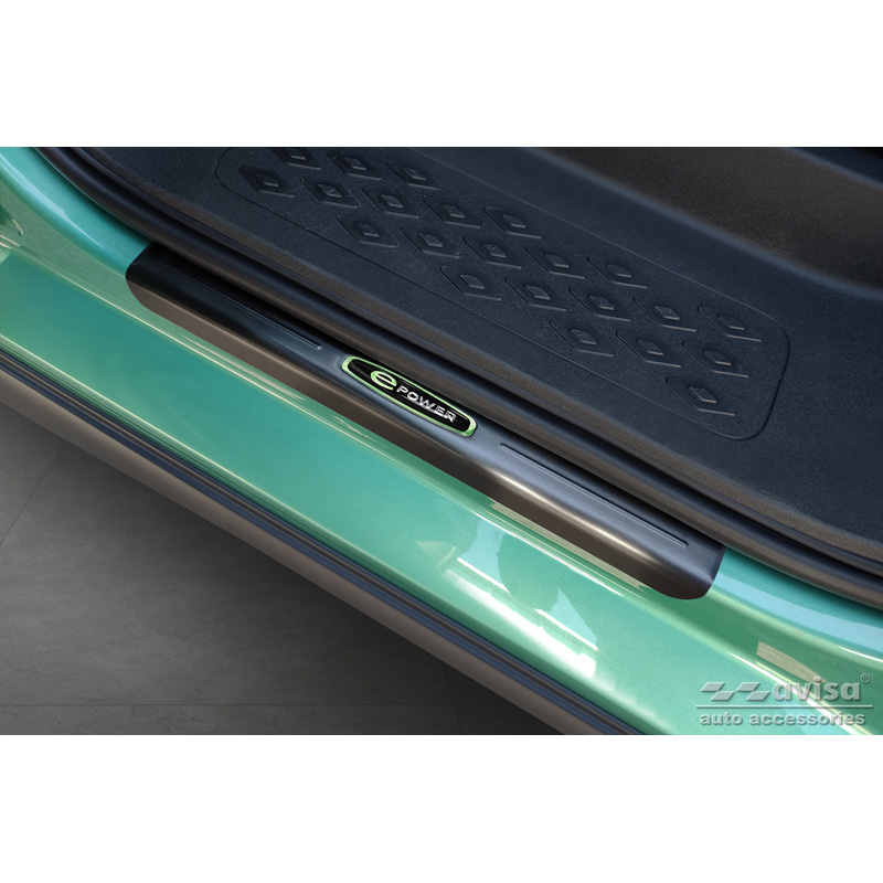 Black Inox door sill protectors  Volkswagen ID.Buzz 2022- 'E-Power' - 2-pieces