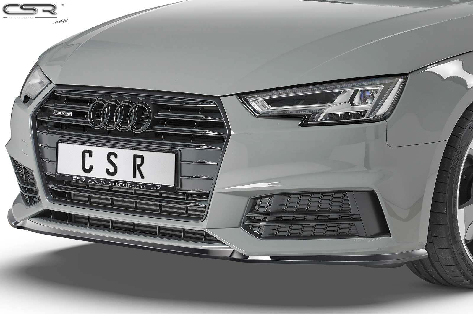 Voorspoiler Audi A4 B9 8W S-Line / S4 Glans Zwart